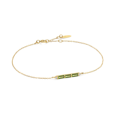 14kt Gold Tourmaline and White Sapphire Bar Bracelet